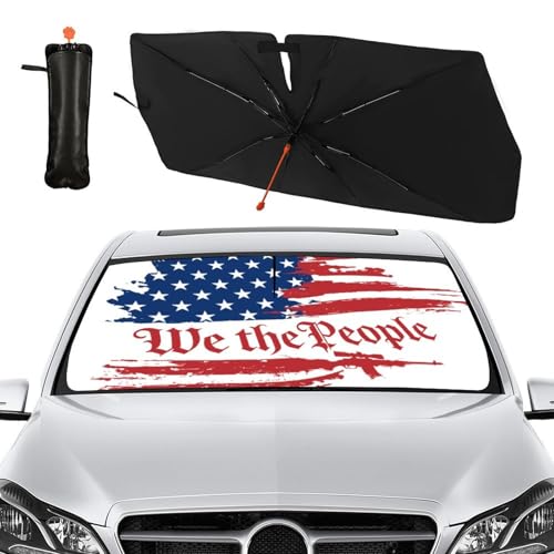 Vintage USA American Flag Car Windshield Sunshade Umbrella (57X31 Inch / styled45f-6)