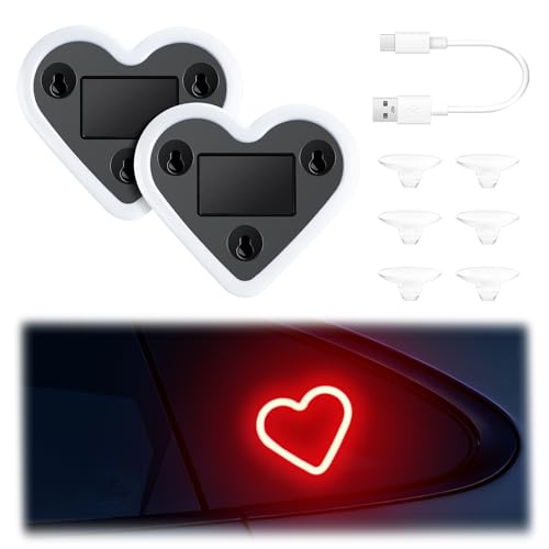Heart Shaped Solar Powered Car LED Interior Ambient Light (Red / 2PCS)
