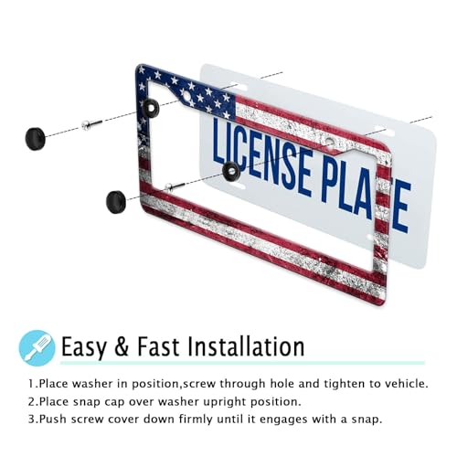 Vintage American Flag License Plate Frame (Retro American Flag)