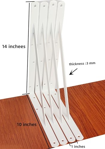 16 Pack L14 x H 10" White Heavy Duty Shelf Brackets with Screws Metal Shelf Brackets Shelf Support Angle Brackets for Shelves L Brackets Heavy Duty Floating Shelf (16 Pack-White / 14''x10'')