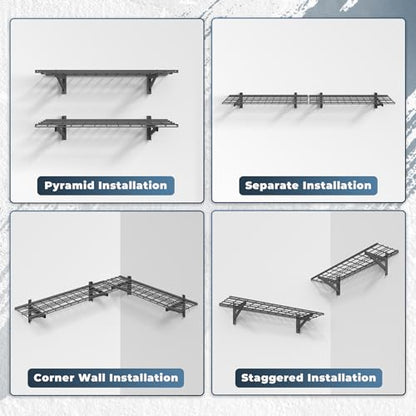 2 Pack Wall Mounted Garage Shelving (2 pack-1x4ft)