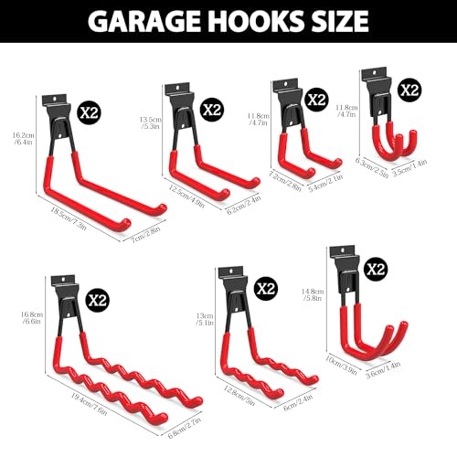 Slatwall Hooks 14 Pack Heavy Duty Multi Sizes (Red / 14)