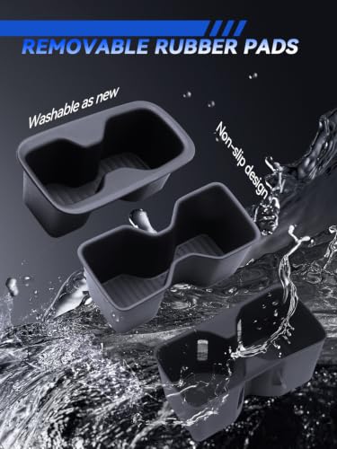 for Santa Fe Cup Holder 2024 2025 2026 Santa Fe Hybrid Accessories 5 Pcs Set Center Console + Second Door + Third Row Cup Holder Insert (for 2024-2026 Hyundai Santa Fe)