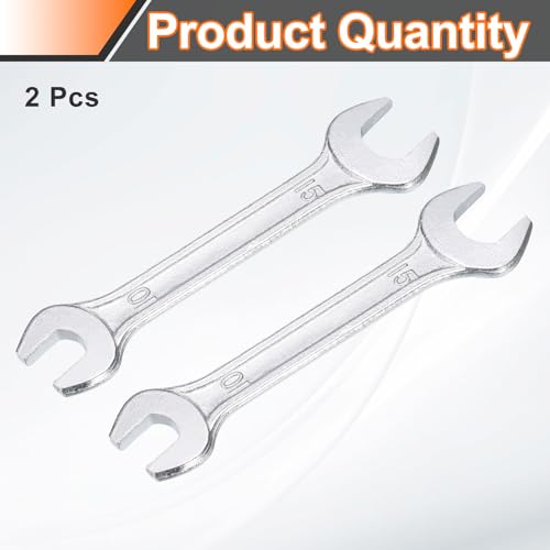 2pcs Double Open End Wrench 10mm x 15mm Metric 15 Degree Offset Angle Small Flat Head Wrench Galvanizing Open Ended Spanner for Automotive Repair Furniture Assembly (10mm x 15mm)