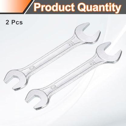 2pcs Double Open End Wrench 10mm x 15mm Metric 15 Degree Offset Angle Small Flat Head Wrench Galvanizing Open Ended Spanner for Automotive Repair Furniture Assembly (10mm x 15mm)