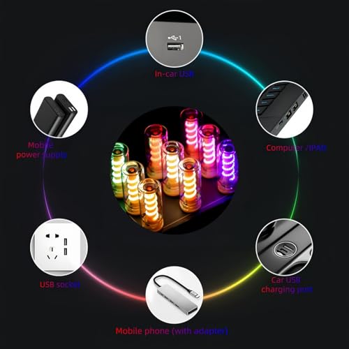3D Dimmable Touch Control USB Car Interior Lights (Clear-Purple)