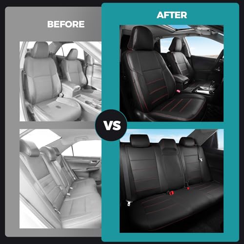 Custom Seat Covers for Toyota Camry 2012 (Black With Red Trim / 2012-2017 Camry SE/XSE/SE Sport)
