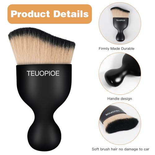Car Detailing Brush for Interior Dusting and Air Vents (Brown Black)