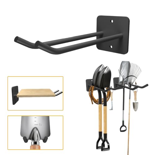 Garage Storage Hooks Heavy Duty Steel Tool Organizer Wall Mount Hangers Racks for Ropes Hoses and Garden Yard Tools Organization Holder Bulk Items Hanging 9 Inch (1 Pack)