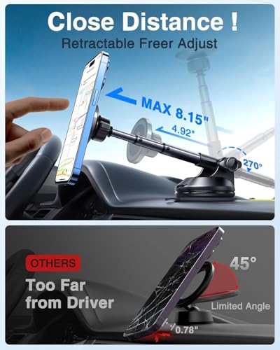 for MagSafe Car Holder [Dash+Windshield+Vent] Magnetic Phone Mount (Black)