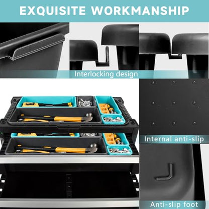 Tool Box Organizer Tray (Black & Sky Blue: 60 PCS)