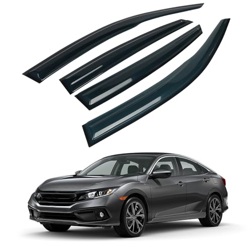 4PCS Rain Guards Window Visors Wind Deflector Fits for Honda Civic 2016 (For 2016-2021 Honda Civic)