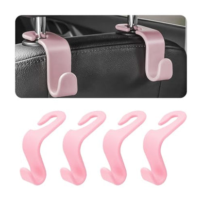 4PCS Car Seat Headrest Hooks for Bags and Coats (Light Pink)