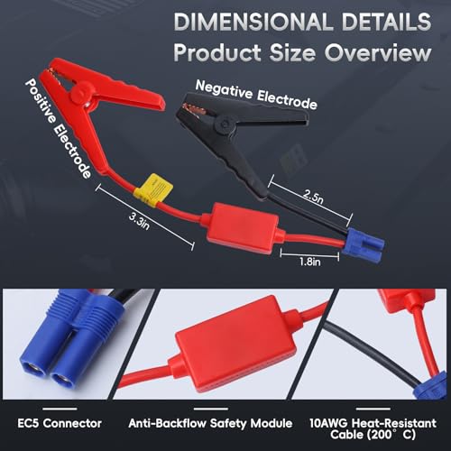 10AWG EC5 Smart Jump Starter Clamps (Basic Protection)