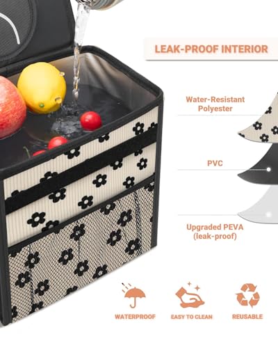 Car Trash Can with Lid (2.5 Gallons / Black Flower)