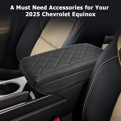 Center Console Cover Compatible with Chevy Equinox Accessories 2025 2026 2027 Equinox Armrest Cover Center Console Pad 2027 Equinox LT (2025-2027 Equinox Thick Black B)