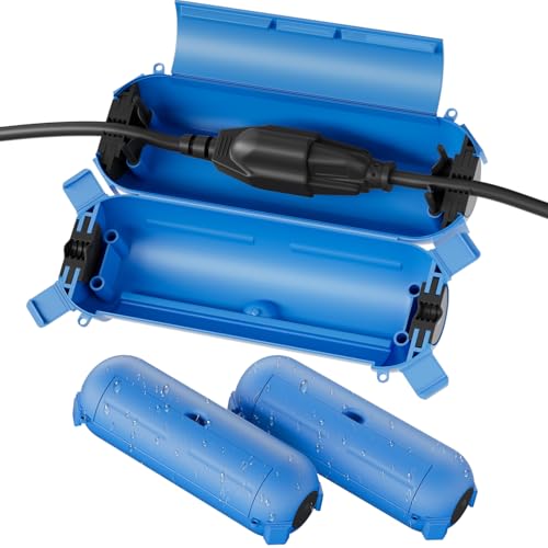 3 Pack] Flemoon Outdoor Extension Cord Safety Cover with Waterproof Seal (Blue / Small Box: 5.3" L x 2" W x 2" H)