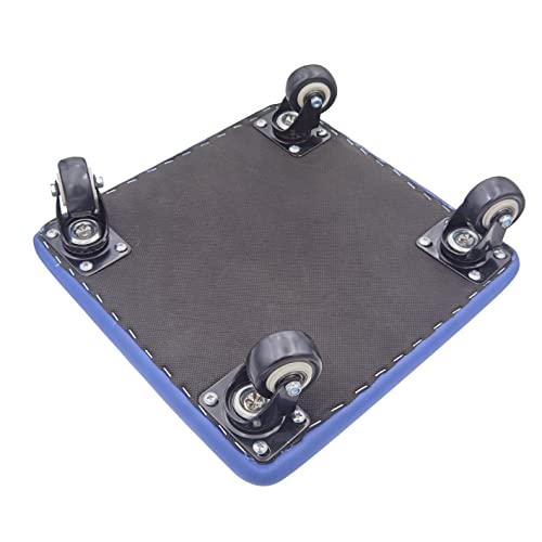 Roller Seat 360 Degree Rotating Low Stool with Wheel Chair PU Leather Universal Swivel Wheels Stool for Home Office Fitness and Garage (Square Blue)