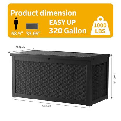 320 Gallon Resin Outdoor Storage Box (Black / 320 gallons)