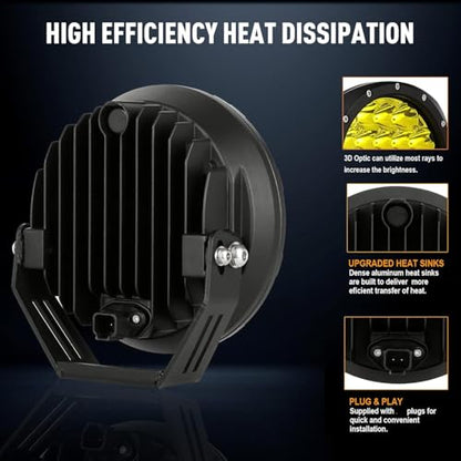 7inch Amber Round Off Road Light Yellow LED Offroad Driving Light (Amber Driving Lights / 7Inch)