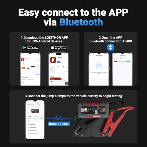 JT400 Jump Starter with Battery Tester (Red)
