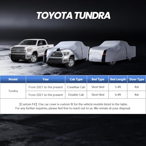 Multi Layer Toyota Tundra Truck Cover (W.Fit Tundra(2021-2026) Double/CrewMax Cab SB / White Truck Cover)
