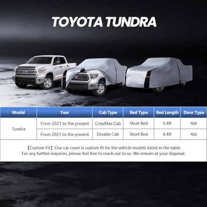 Multi Layer Toyota Tundra Truck Cover (W.Fit Tundra(2021-2026) Double/CrewMax Cab SB / White Truck Cover)