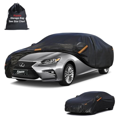Sedan Car Cover Waterproof All Weather (PE-Black / 2 A5 Fit Sedan-Length (196" To 203"))