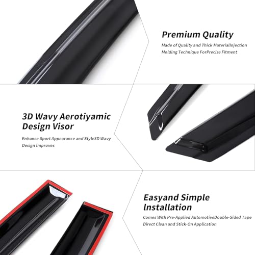 Outside Mount Window Visors Rain Guards for Honda Civic 4Dr Sedan 2012 (2012-2015)