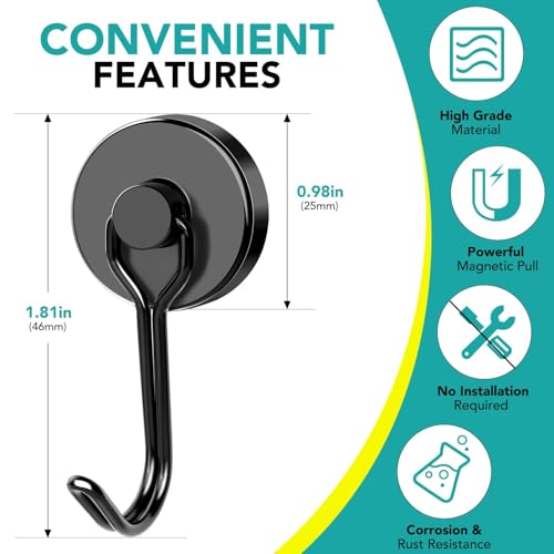 Magnetic Hooks (Black / 0.98in)