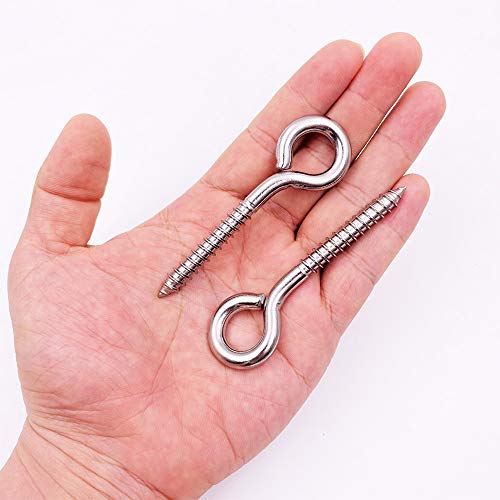 VANFLY 304 Stainless Steel Eye Shape Screws Metal Hook (24 Pack)