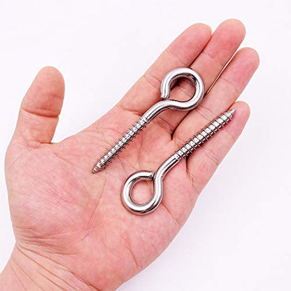 VANFLY 304 Stainless Steel Eye Shape Screws Metal Hook (24 Pack)