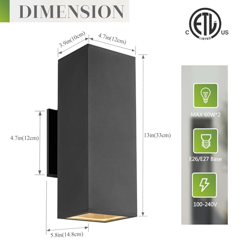 Porch Lights Outdoor Modern (Black/Style 1 / 13inch (2 lamps))