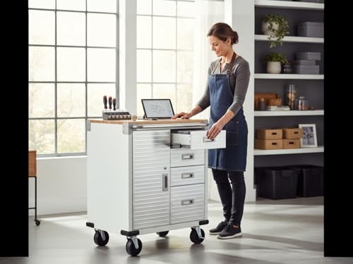 Heavy Duty Rolling Storage Cabinet with Wheels and Drawers (1 Door, 4 Drawer (28" W x 25" D x 34.5" H) / White)