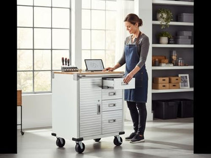 Heavy Duty Rolling Storage Cabinet with Wheels and Drawers (1 Door, 4 Drawer (28" W x 25" D x 34.5" H) / White)