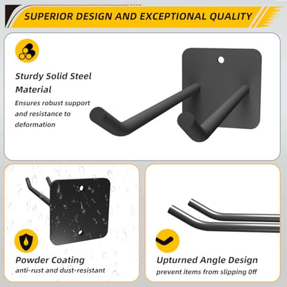 Garage Storage Hooks Heavy Duty Steel Tool Organizer Wall Mount Hangers Hooks Racks for Ropes Hoses and Garden Yard Tools Organization Holder Bulk Items Hanging Tool 9 Inch 4 Pack Holds 280 Pounds (4 PACK)