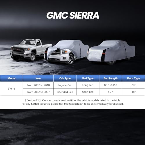 Multi Layer GMC Sierra Truck Cover (W.Fit Sierra 1500HD(2002-2018) Regular Cab SB / White Truck Cover)