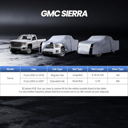 Multi Layer GMC Sierra Truck Cover (W.Fit Sierra 1500HD(2002-2018) Regular Cab SB / White Truck Cover)