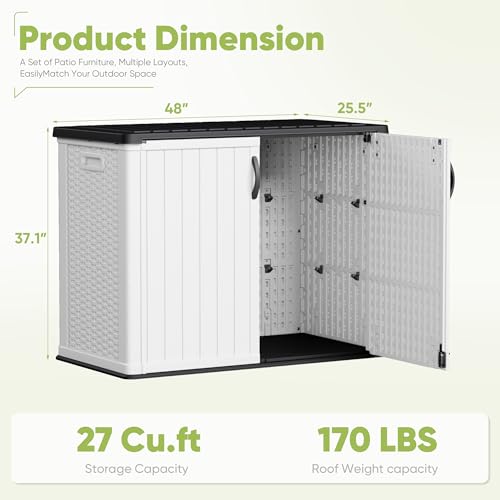 Outdoor Storage Cabinet 26 Cu Ft with Lockable Doors (White / 26 Cu Ft/Vertical)