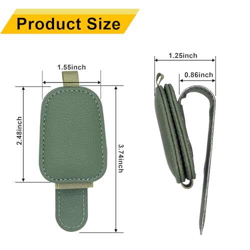 Magnetic Leather Sunglasses Holder for Car (Green)