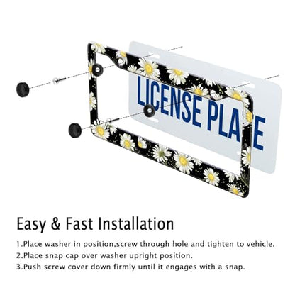 Daisy Flowers Car License Plate Frame (Daisy Flower)