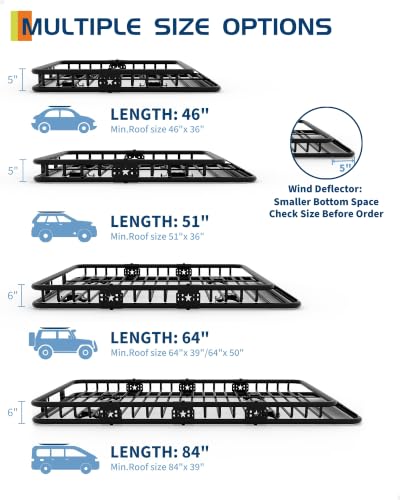 46" x 36" Universal Roof Rack Cargo Carrier Basket (Flag / 46'' Roof Basket)