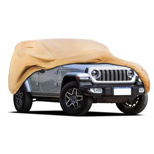 Heavy Duty Car Cover Custom Fit for 2007 (Custom Fit Jeep Wrangler 4 Door / brown)