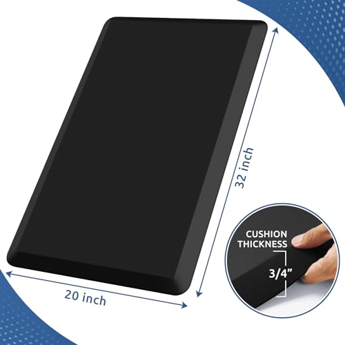 0.8" Thick Kitchen Mat Cushioned Anti Fatigue Rug Comfort Floor Mats (Black / 32"L x 20"W x 0.8"Th)