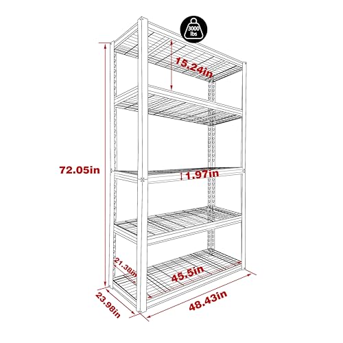 48" W x 24" D x 72" H Metal Storage Shelves (48.43" W x 23.98" D x 72.05" H)
