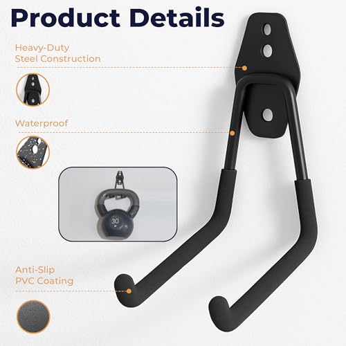 28 Pack Steel Heavy Duty Garage Hooks Storage Hooks with Anti (Black)