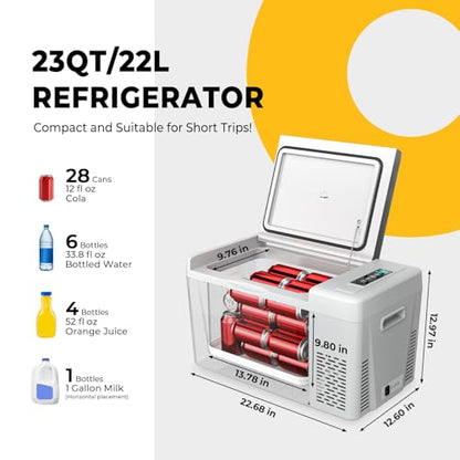 12v refrigerator 23 Quart (23 Quart / Grey)