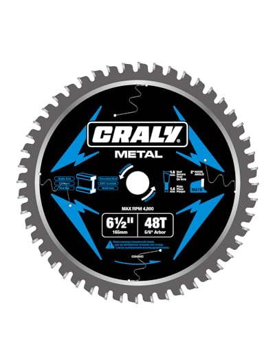 6-1/2 Inch 48 Teeth Steel and Ferrous Metal Cutting Circular Saw Blade, 5/8 Inch Arbor, Thin Kerf, Professional Carbide Tipped Blade for Angle Iron, Threaded Rod, EMT Conduit(C0648MC) (6-1/2" 48T)