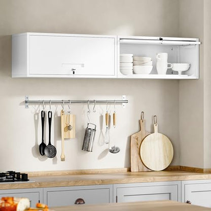 Metal Wall Cabinet with Doors (13"D x 32"W x 14"H / White)