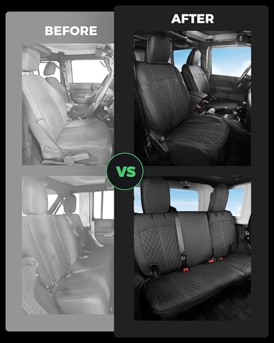 for Jeep Wrangler Leather Custom Car Seat Covers Full Set 4 Door (Black / JK 13-17 4 Door)